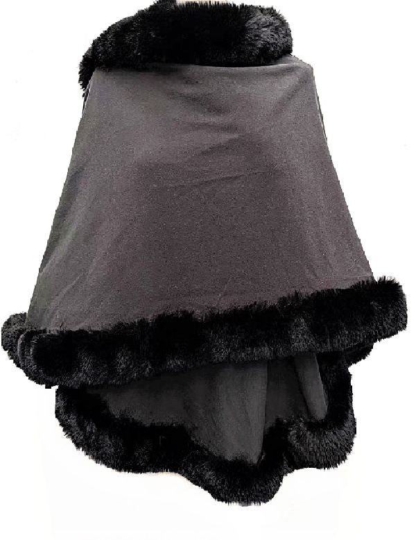 gypsyroad cape SMOKE Fur Trim Wrap