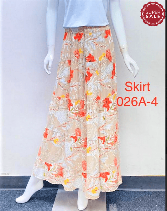 HQ skirt S / Beige. Maya  Floral cotton skirt