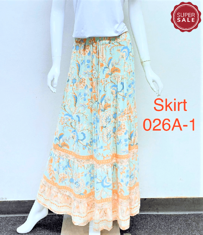 HQ skirt S / Mint. Maya  Floral cotton skirt