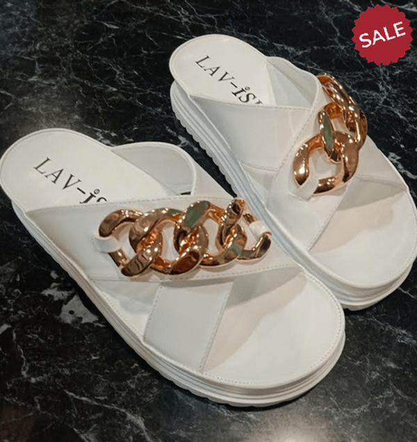 Lav-ish Slides 36/5 Lavish white PU slide
