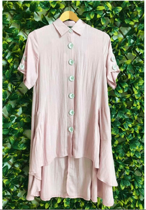 MissyQ shirt 8 / Pink Drapey Long Shirt 32697