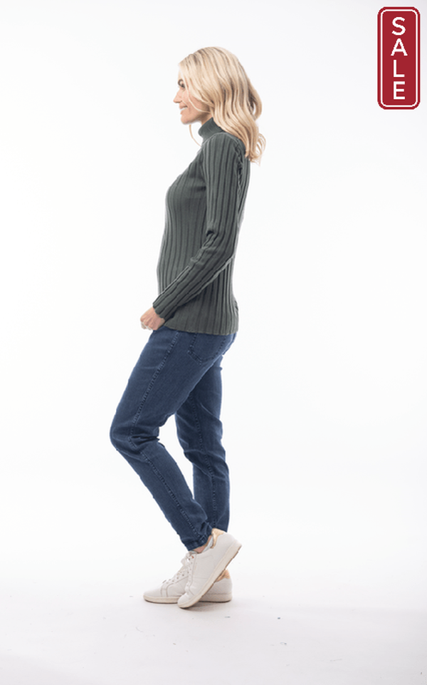 Orientique knitwear Rolled Turtle neck sage