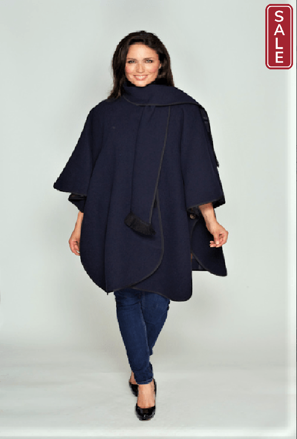 Sabena capes one size / navy check kresta OSFA Long Reversible Cape.