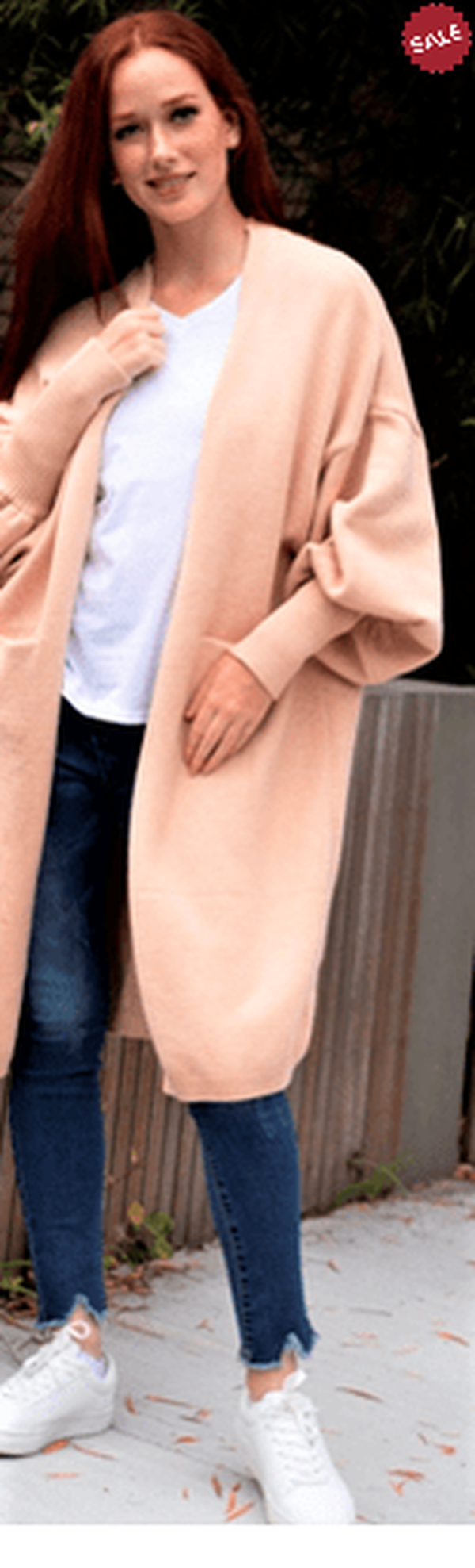 So in style Cardigan. S/M / Beige SIS Longline cardigan blouson sleeve