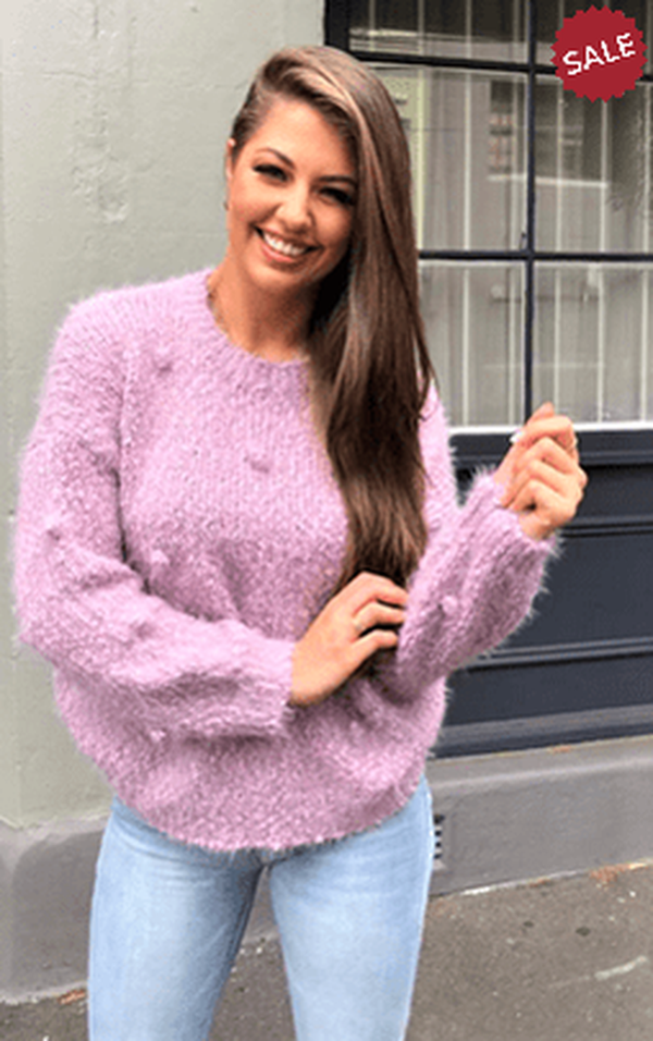 So in style jumper S/M / LILAC Bubble PomPom Knit