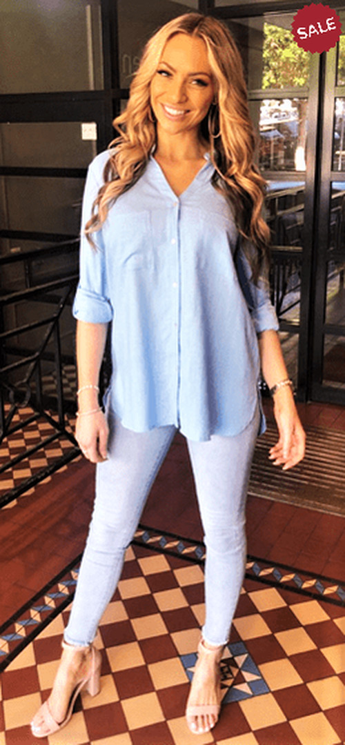So in style shirt SIS Linen shell button top
