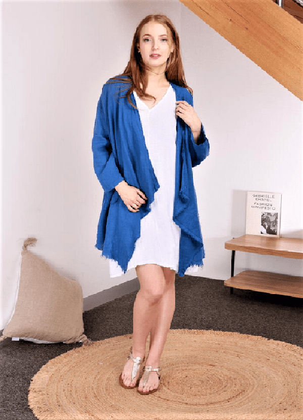 Wednesday Lulu Jackets one 8-16 / Blue Nura Linen jacket