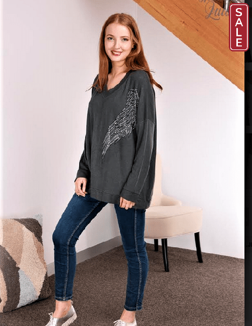 Wednesday Lulu top GREY / One size Wing Knit