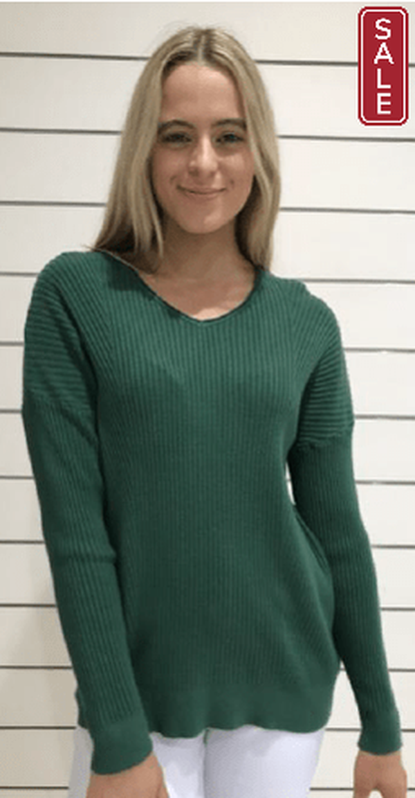 willow tree Knit L/XL / Green Willow tree ribbed v neck