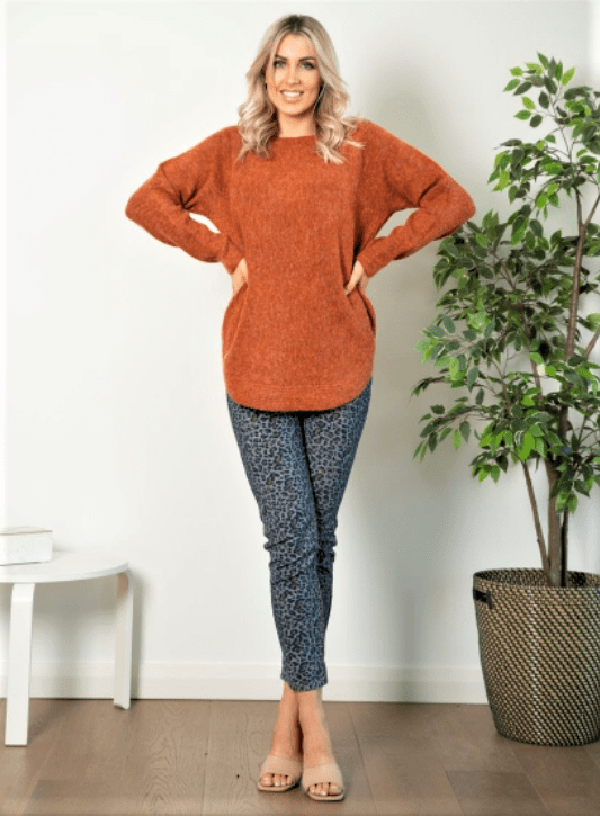 willow tree knits S/M / Rust Rania knit top