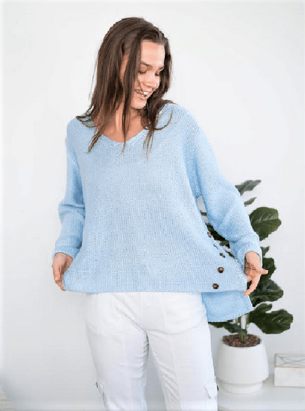 willow tree tops S/M / Baby blue QQ knit top118536