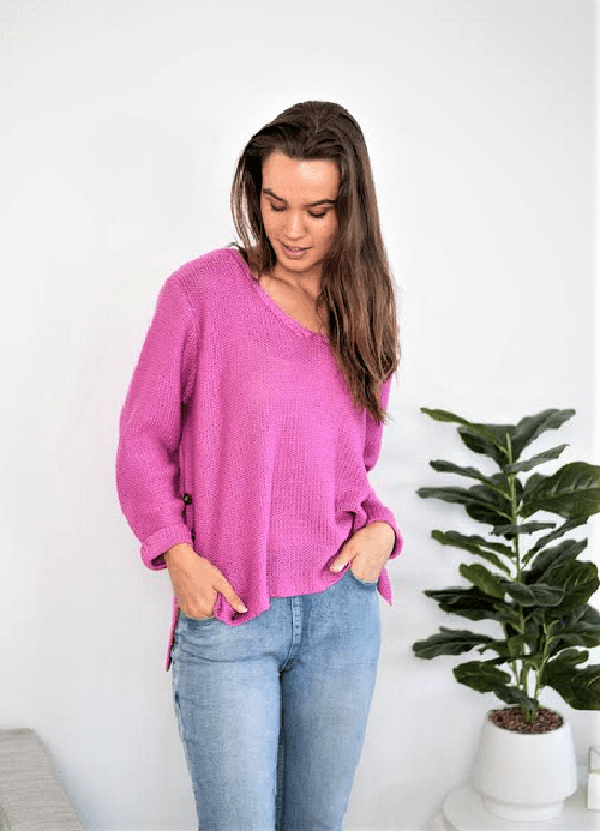 willow tree tops S/M / Magenta QQ knit top118536